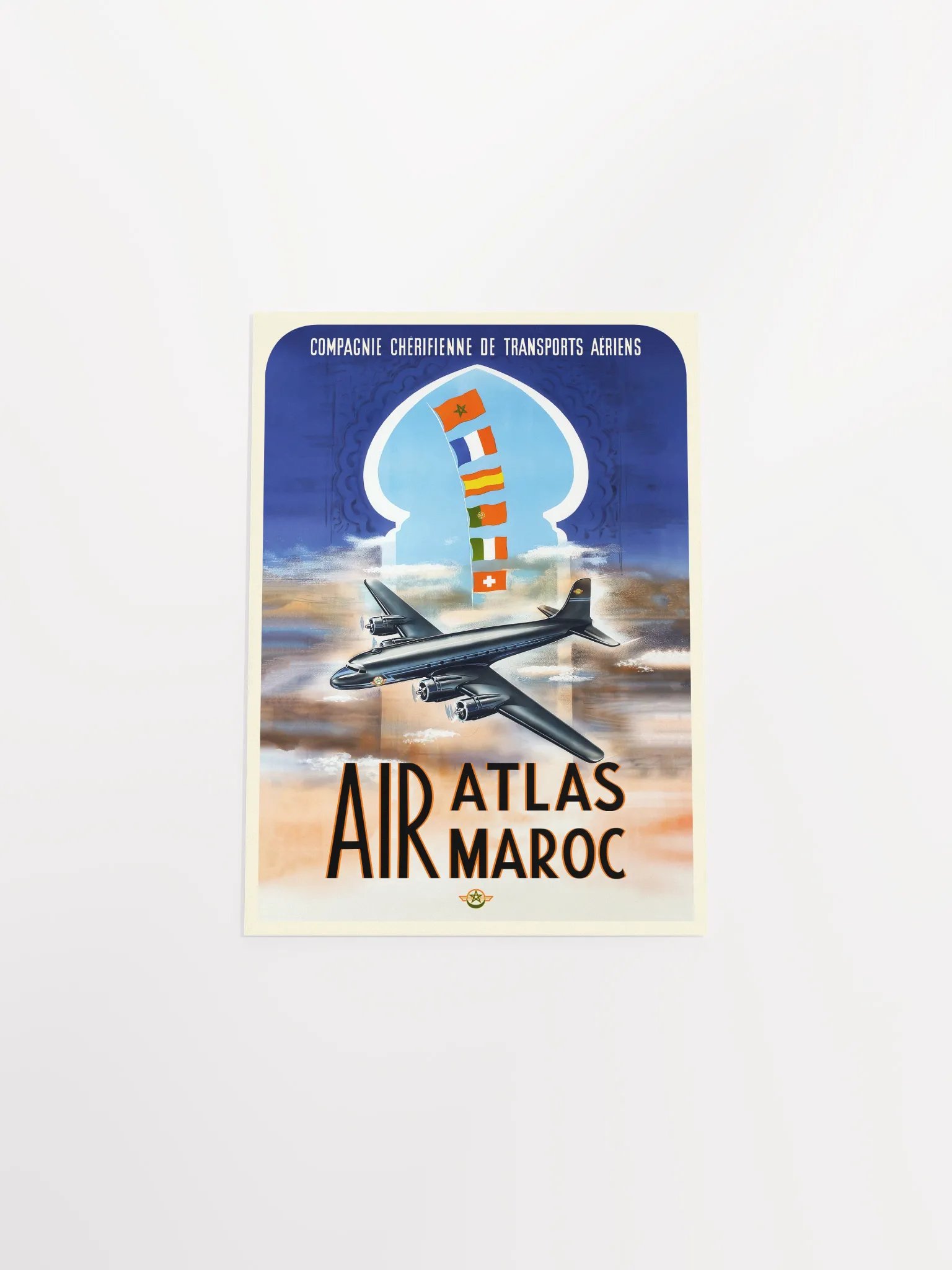 Morocco, Air Atlas/Air Maroc, 1952 — retro travel poster, vintage travel print product image (10)