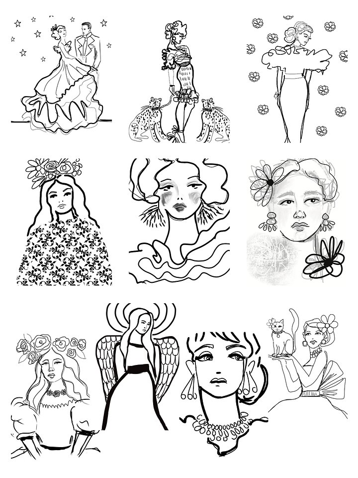 Hand Drawn Colouring Book - Belle of the Ball (Downloadable/Printable eBook) product image (2)