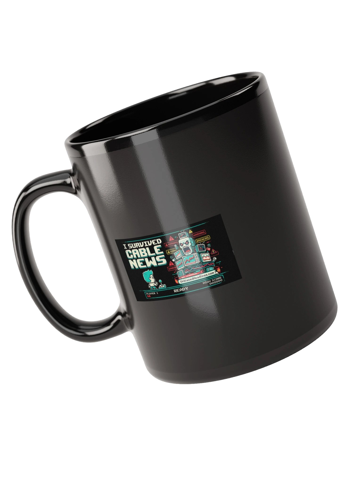 I Survived Cable News (Arcade) Black Mug product image (11)