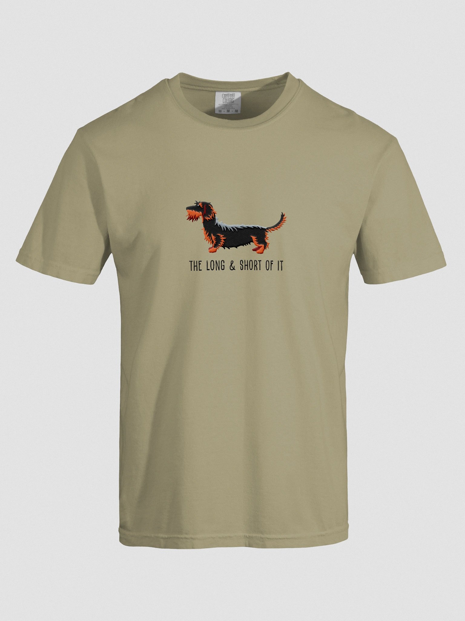 The Long & Short of It T-Shirt(Embroidered) of a Wirehaired Dachshund(Black & Tan) product image (10)