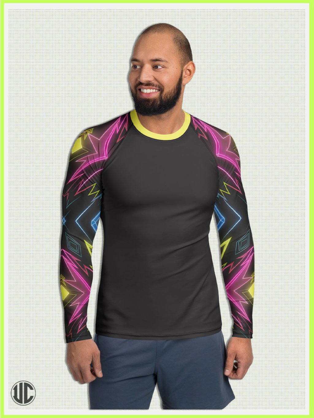 Neon Kaleidoscope – Men’s Rash Guard product image (1)