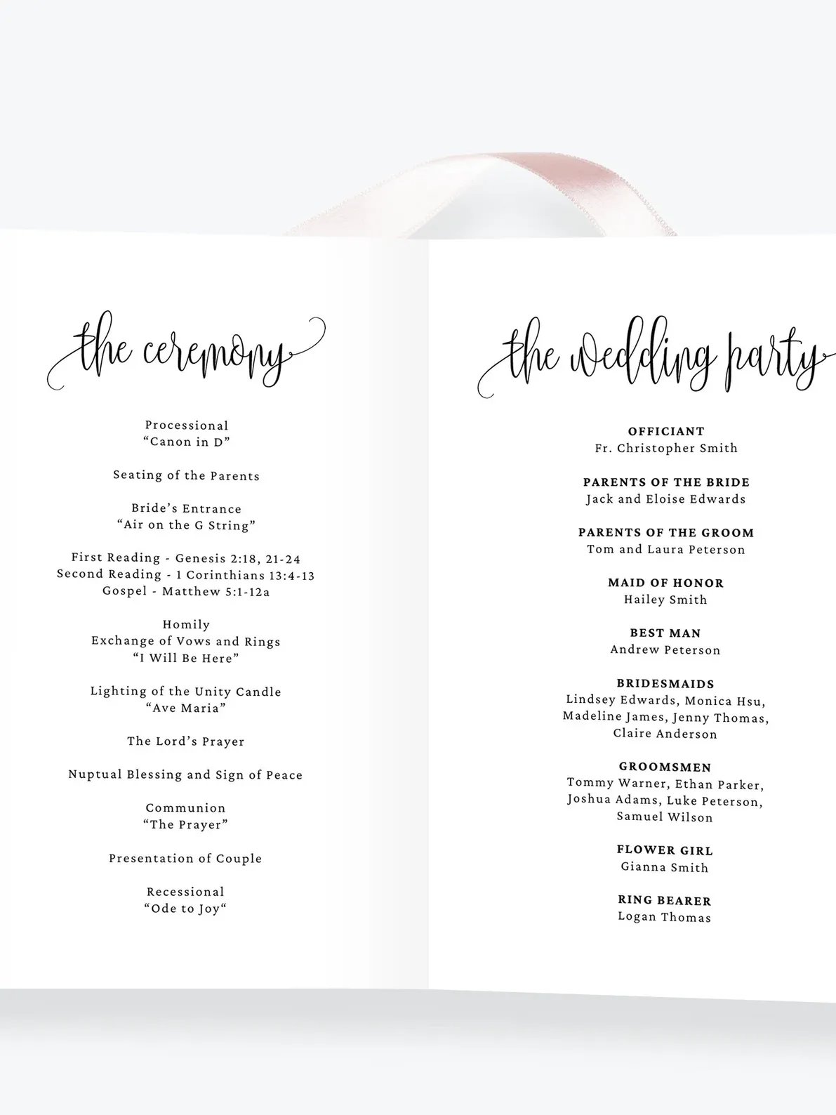 Lovely Calligraphy Wedding Program Booklet Canva Template LCC product image (3)