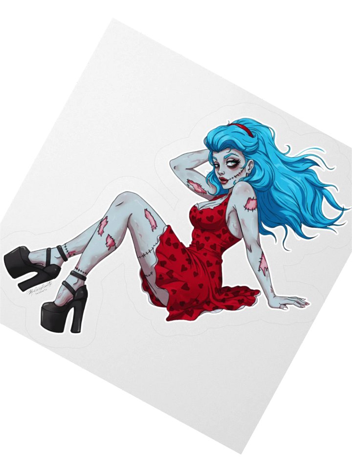V4 Zombie Pinup Kiss Cut Stickers (Clear Edge) product image (2)