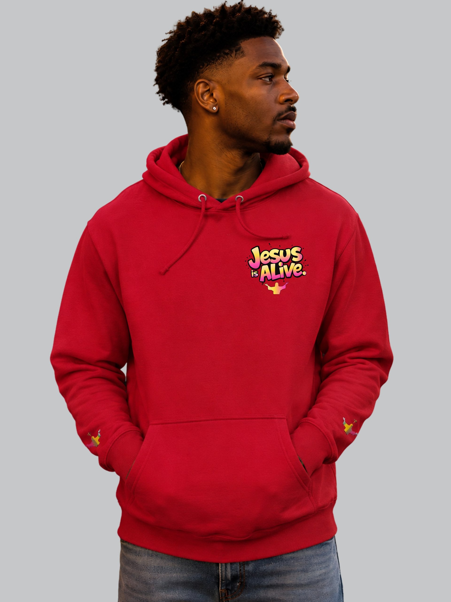 Jesus Is Alive Hoodie with Wrist Embroidery product image (1)