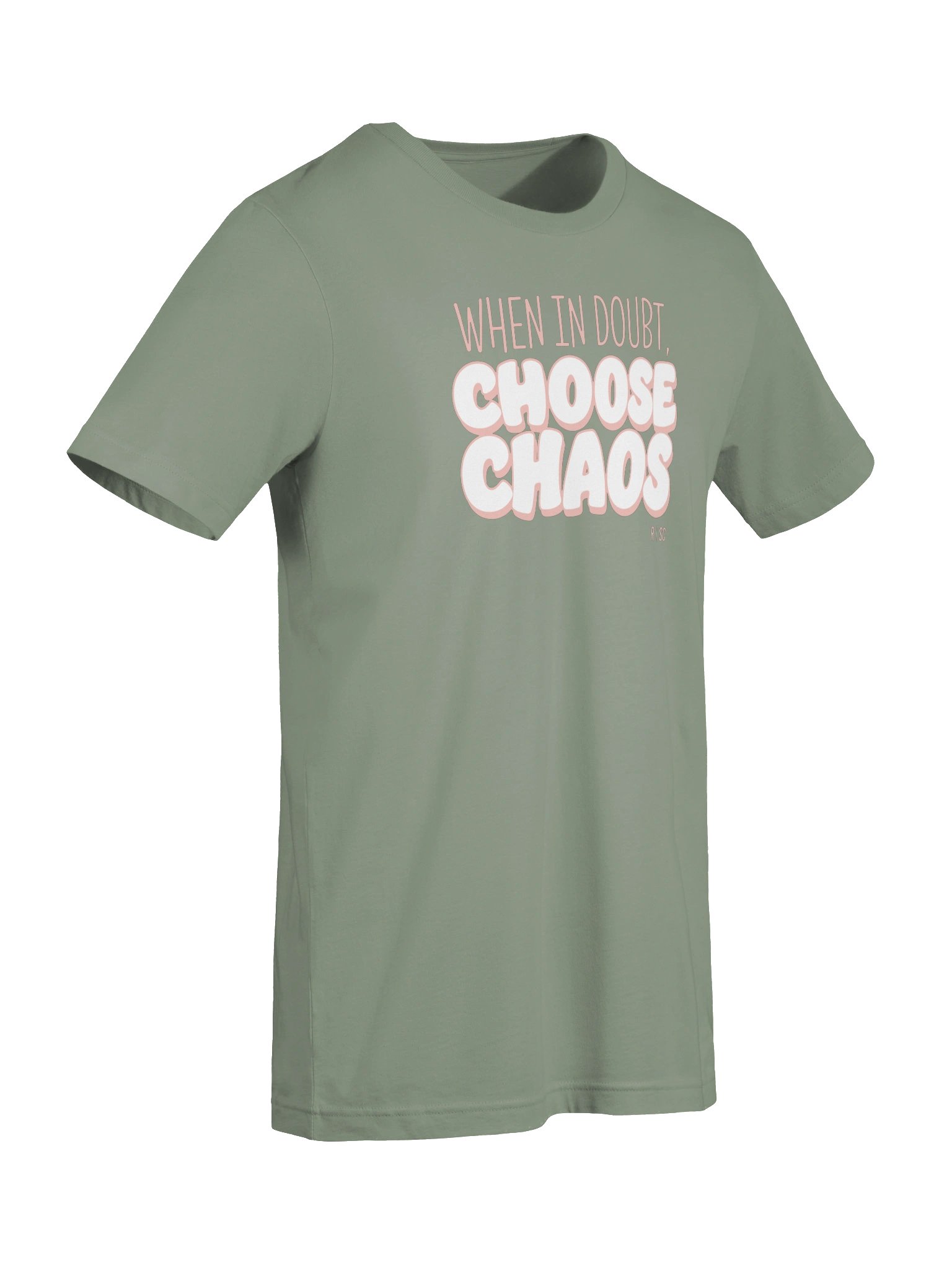 When in Doubt Choose Chaos T-shirt (Pink & White) product image (7)