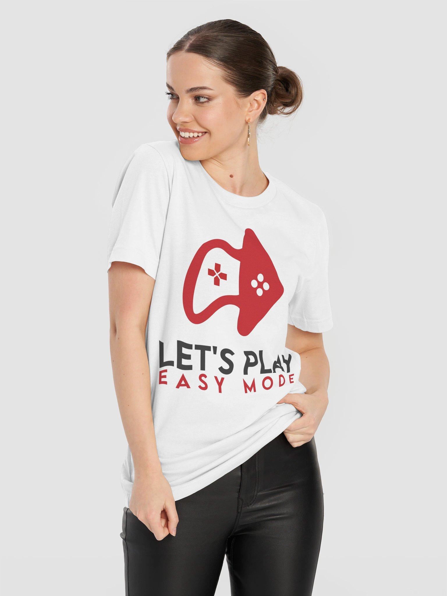 Let’s Play Easy Mode Classic Logo Unisex Soft Tee – White product image (11)