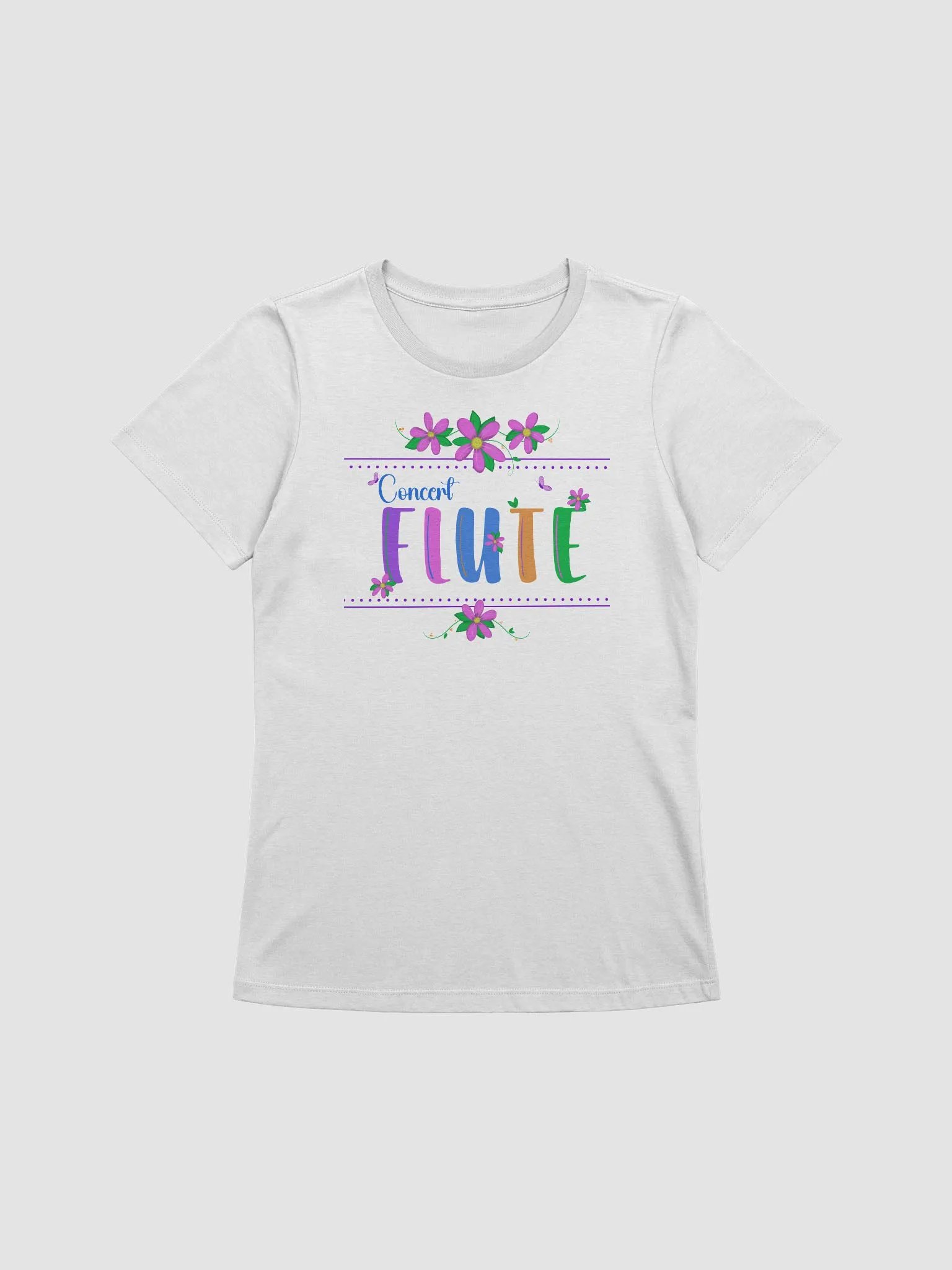 Relaxed Fit - Floral Flute Women's T-Shirt - Blue Concert Flute Letters product image (1)
