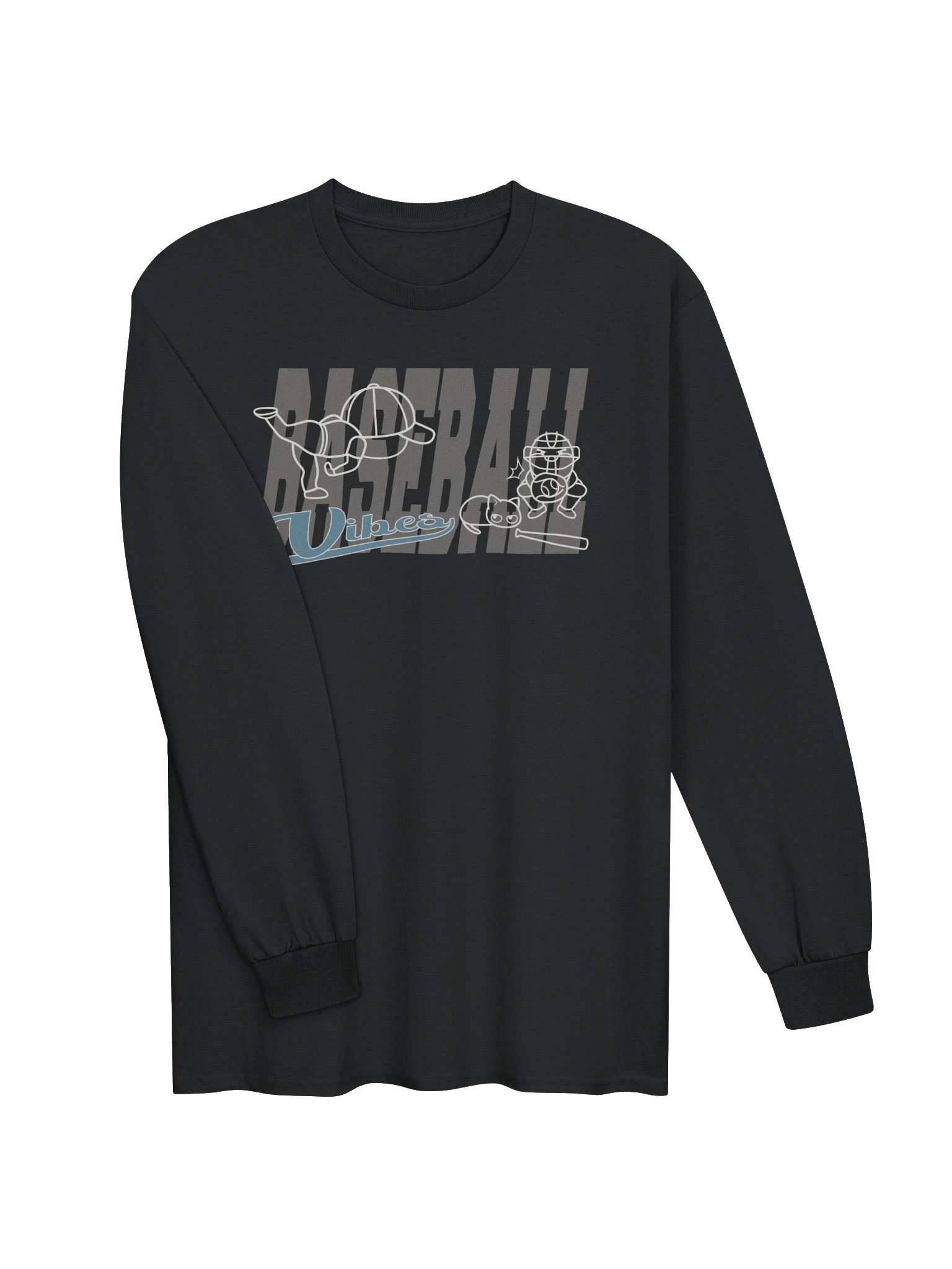 Baseball Cat (Baseball Vibes) - Unisex Adult Long Sleeve T-shirt product image (2)