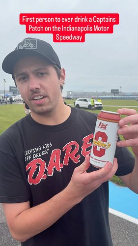 Fun fact: @bossman_10k is the first person to ever drink a Captain's Patch ON the Indianapolis Motor Speedway. Historic stuff...