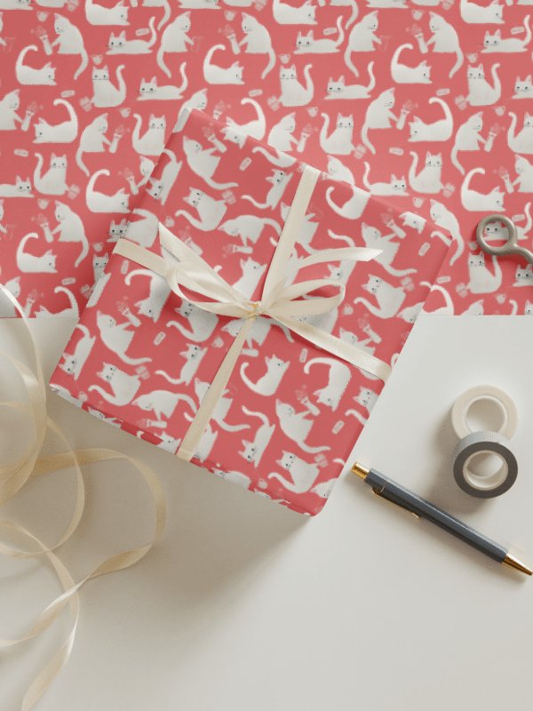 Bad Cats Knocking Stuff Over Wrapping Paper in Pink, 3 Pack product image (1)