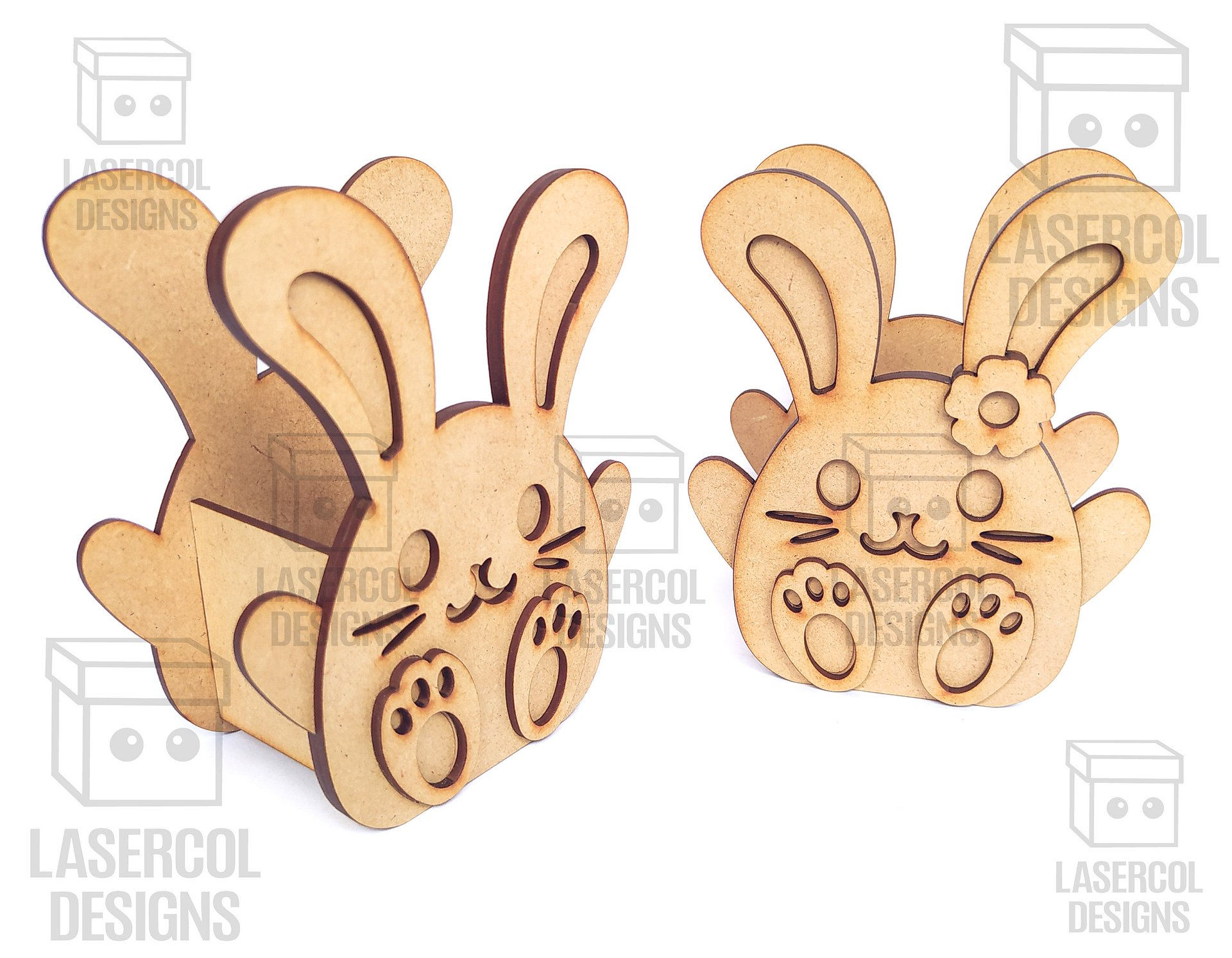Easter Bunny Basket Set 3 (4 Styles, 2 Sizes) - Laser Cut Files product image (5)