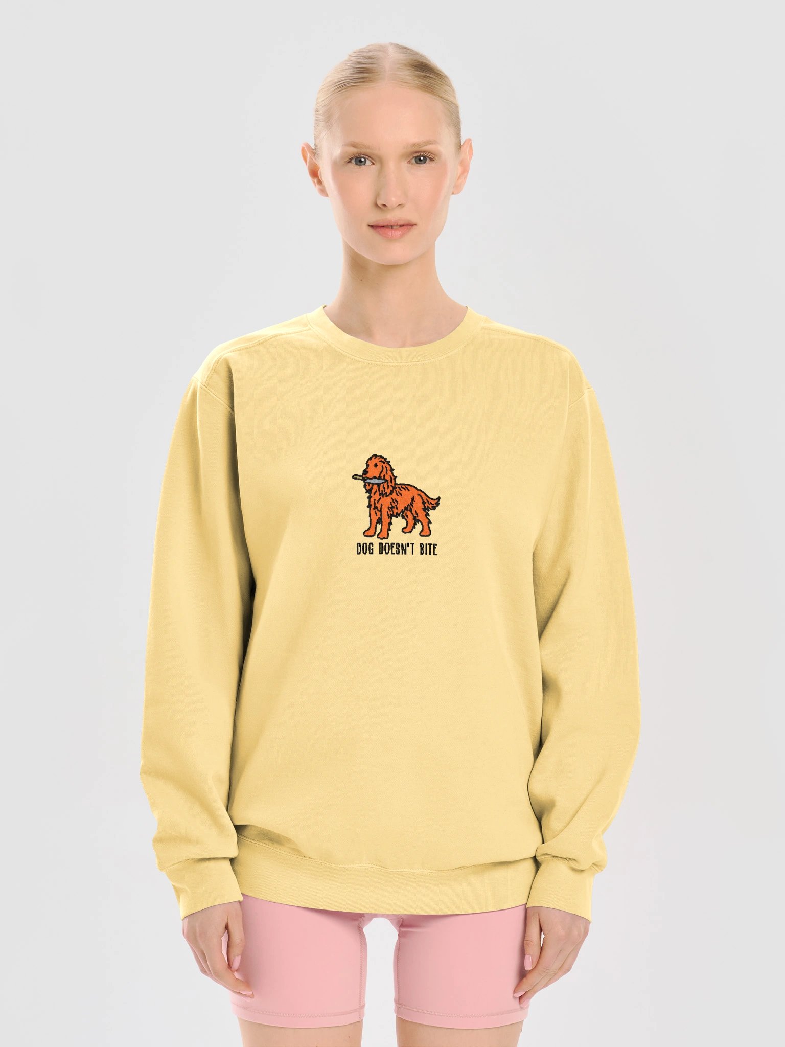 Dog Doesn't Bite Funny Chibi-Style Embroidered Premium Sweatshirt for English Cocker Spaniel(Red) Owners product image (45)