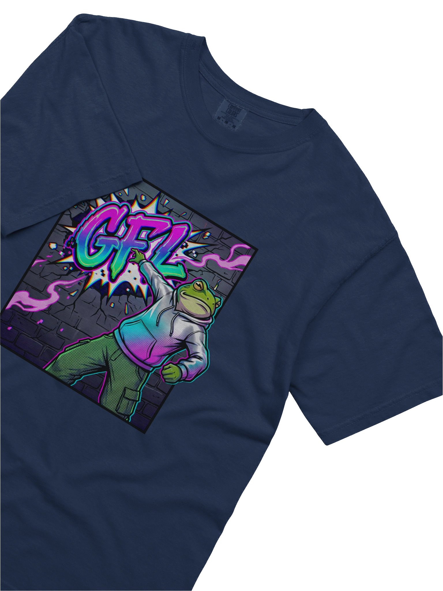 Y2K Glitch GFL Frog - Chromatic Graffiti Bomber Tee product image (15)