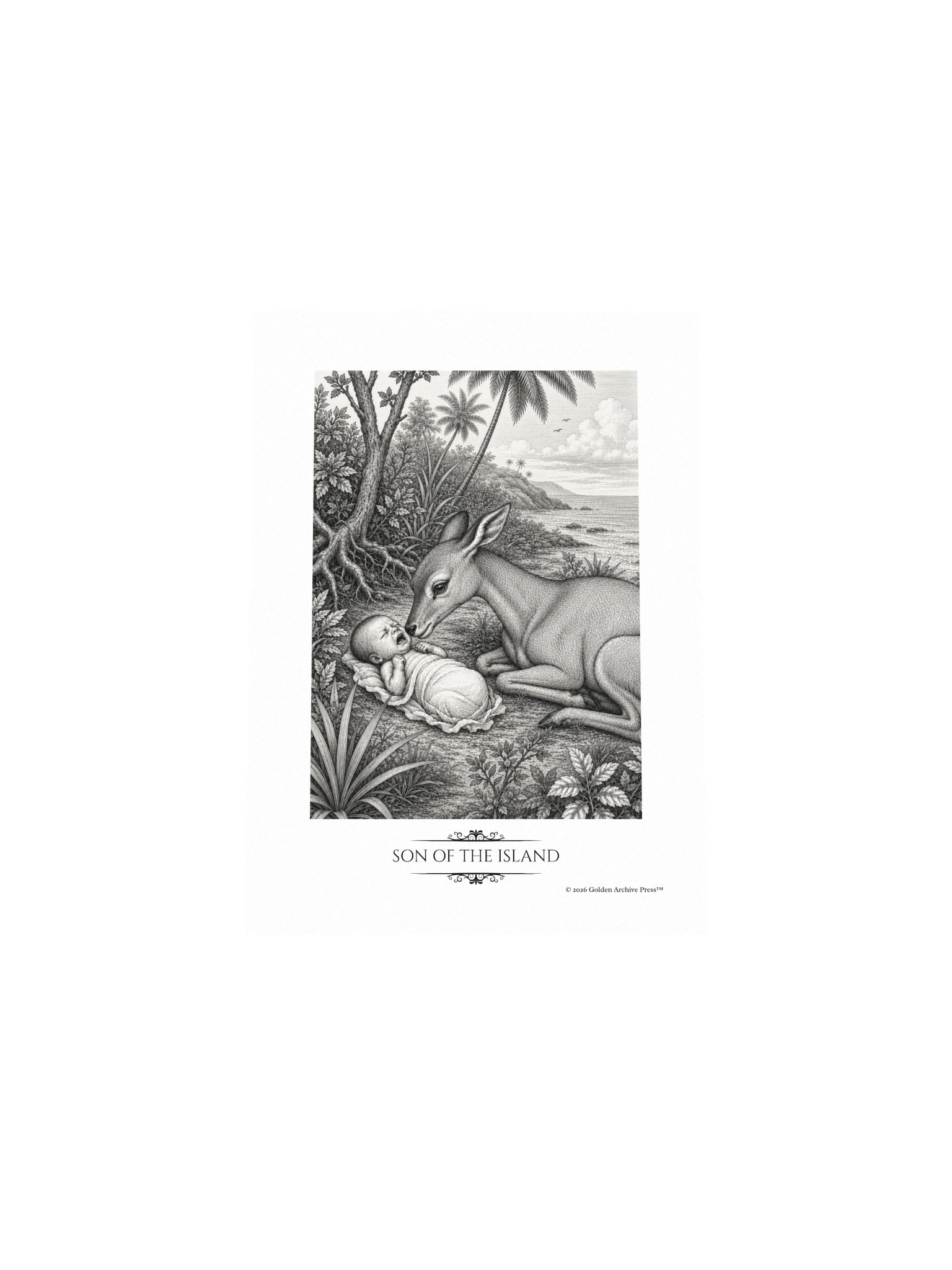 Son of the Island — Engraving Art Print (Baby and Gazelle) product image (4)