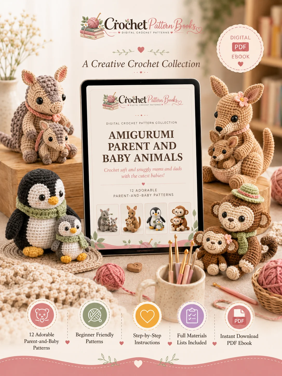 Amigurumi Parent and Baby Animals 12 Crochet Animal Patterns PDF Ebook product image (5)