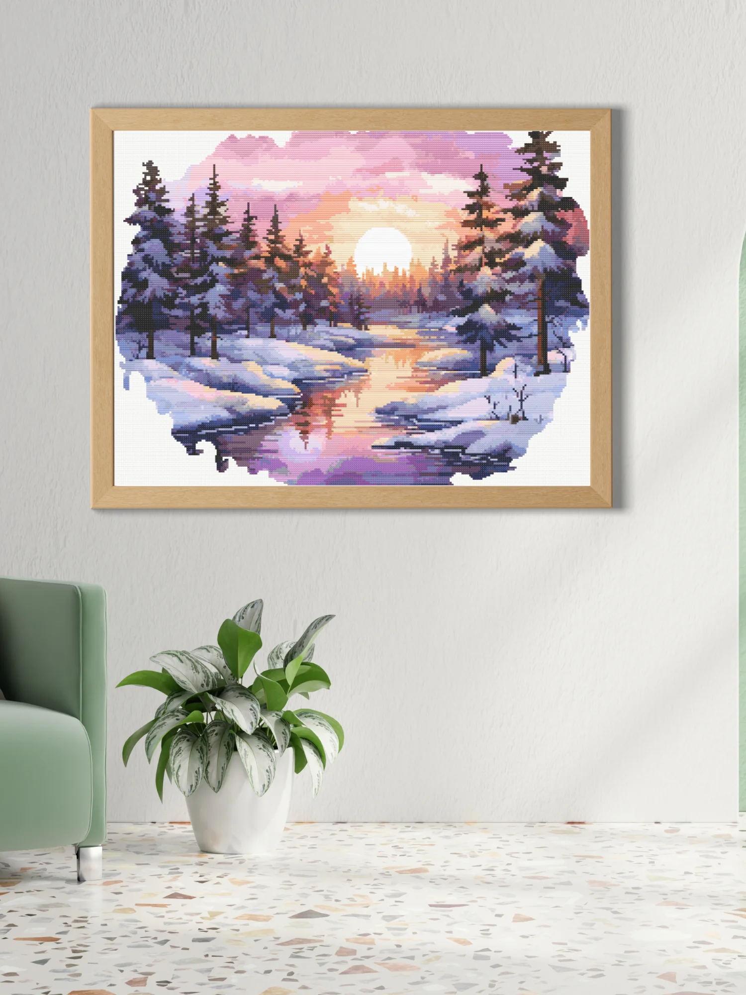 Winter Sunset Cross Stitch Pattern product image (5)