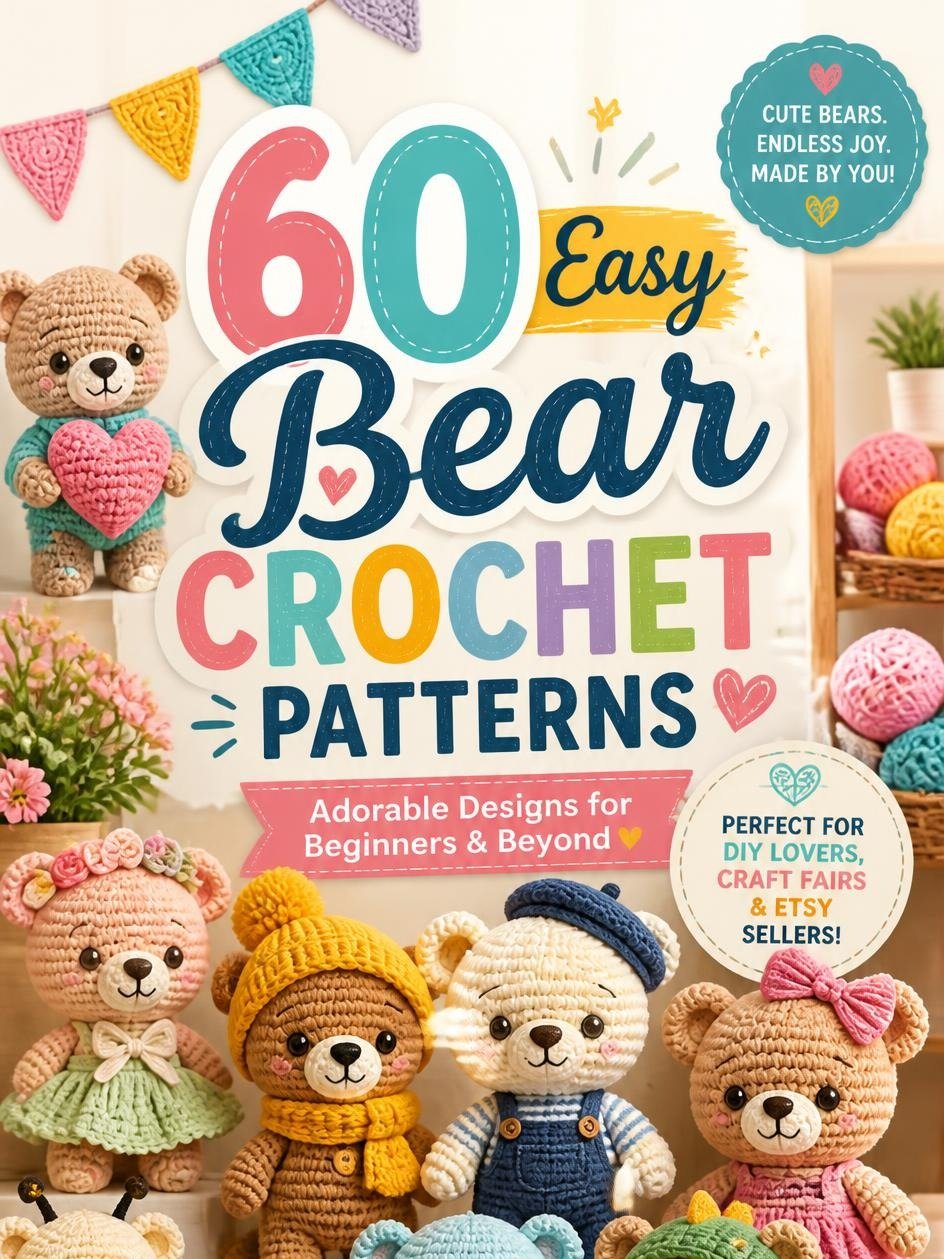 60 Easy Bear Crochet Patterns | Cute DIY Amigurumi Teddy Bear Bundle (PDF Download) product image (3)