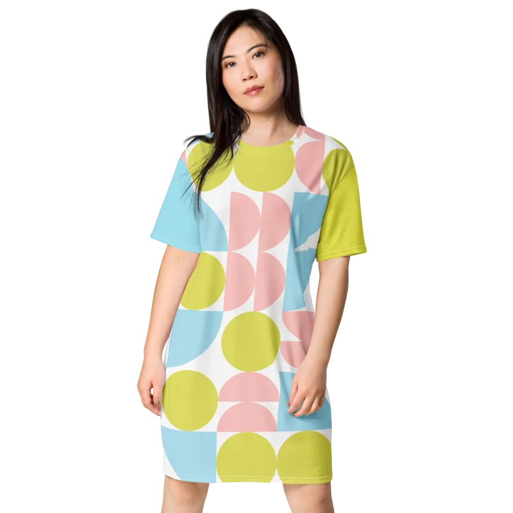 Pastel Geometric All-Over Print T-Shirt Dress product image (3)
