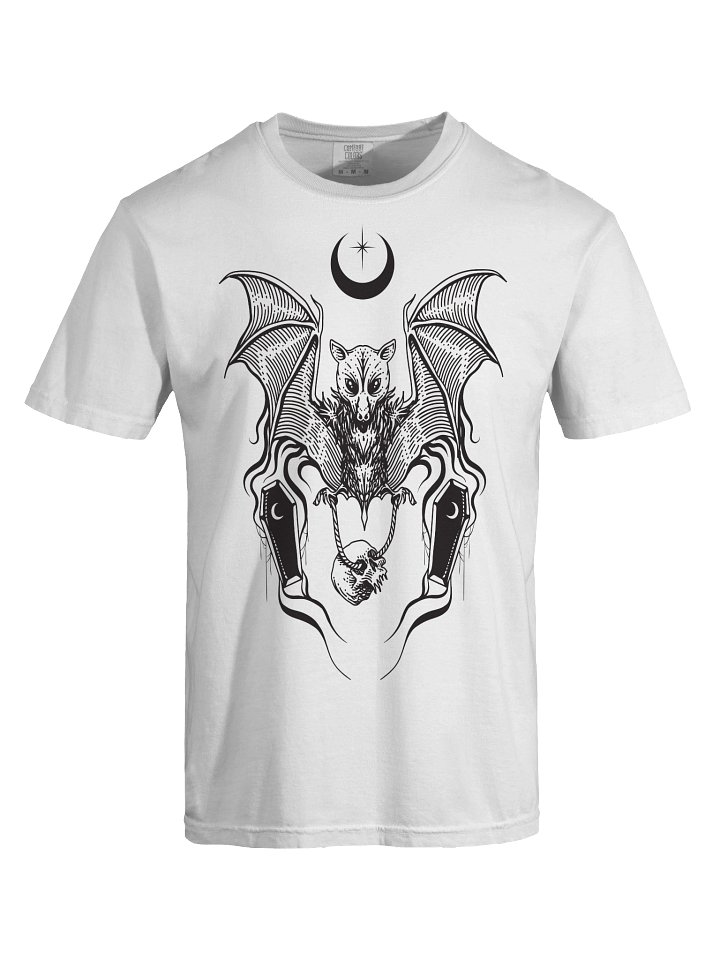 White Gothic Bat and Skull Comfort Tee product image (1)
