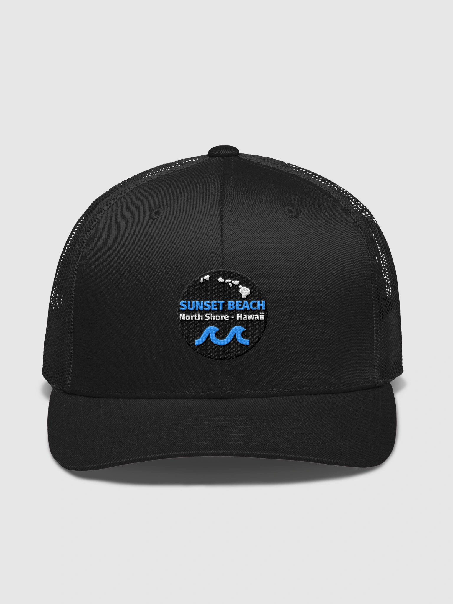 Sunset Beach North Shore, Hawaii Blue Logo Trucker Hat product image (5)