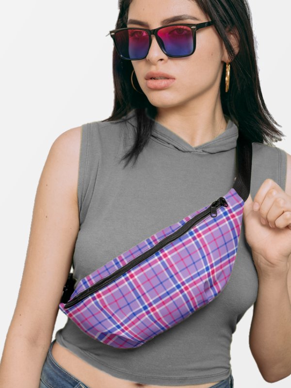 Lavender, Magenta and Blue Plaid Fanny Pack product image (1)