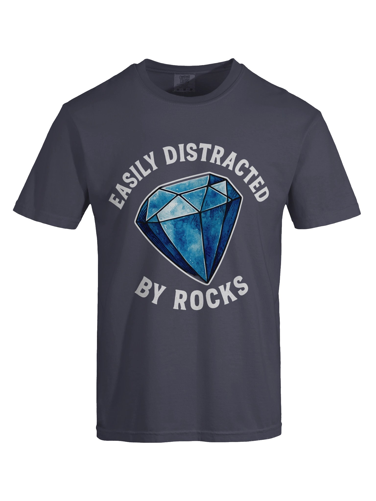 Funny Geocaching T-Shirt – Easily Distracted by Rocks Graphic Tee with Gemstone Illustration for Geocachers, Rockhounds & Outdoor Treasure Hunters product image (7)