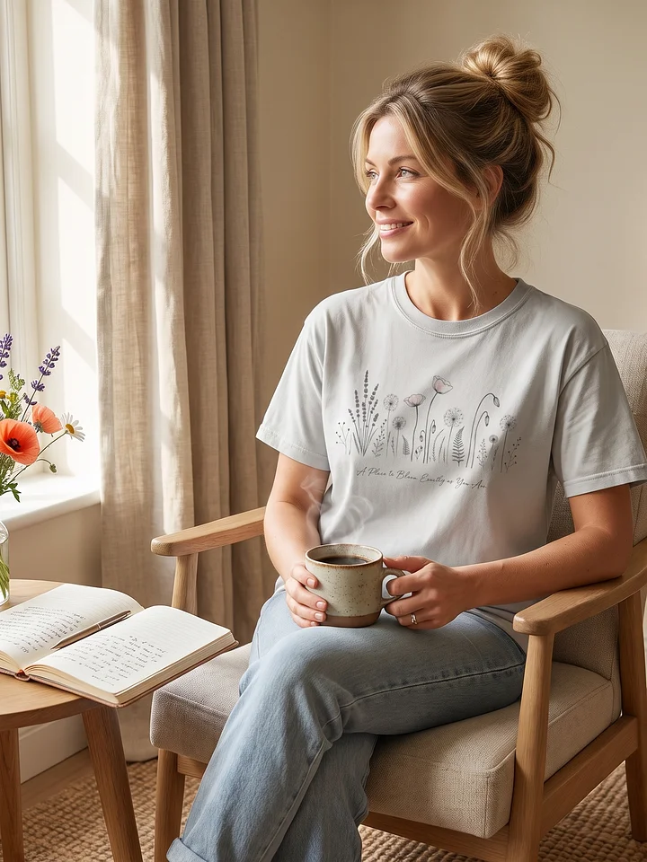 A Place to Bloom Comfort Colors Shirt, Botanical Flower Graphic Tee, Soft Inspirational Wildflower Shirt, Feminine Cottagecore T-Shirt product image (1)