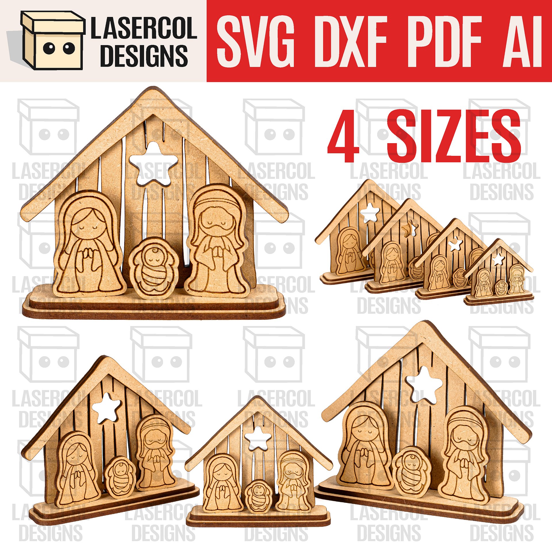 Small Nativity Scenes Gifts Bundle (Set 1-2-3-4) - Christmas - Laser Cut Files product image (3)