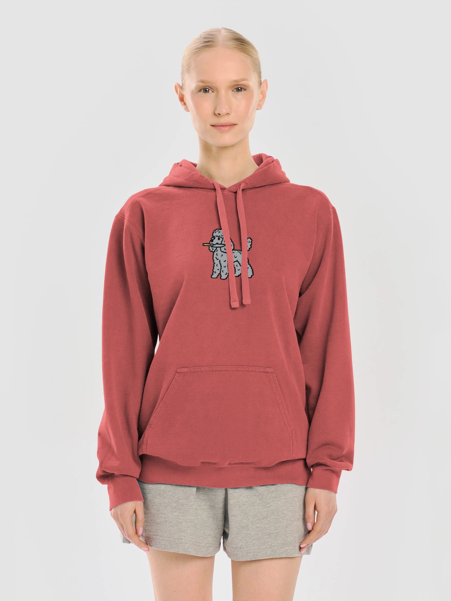 Funny Chibi-Style Poodle(Gray) Embroidered Premium Hoodie product image (29)