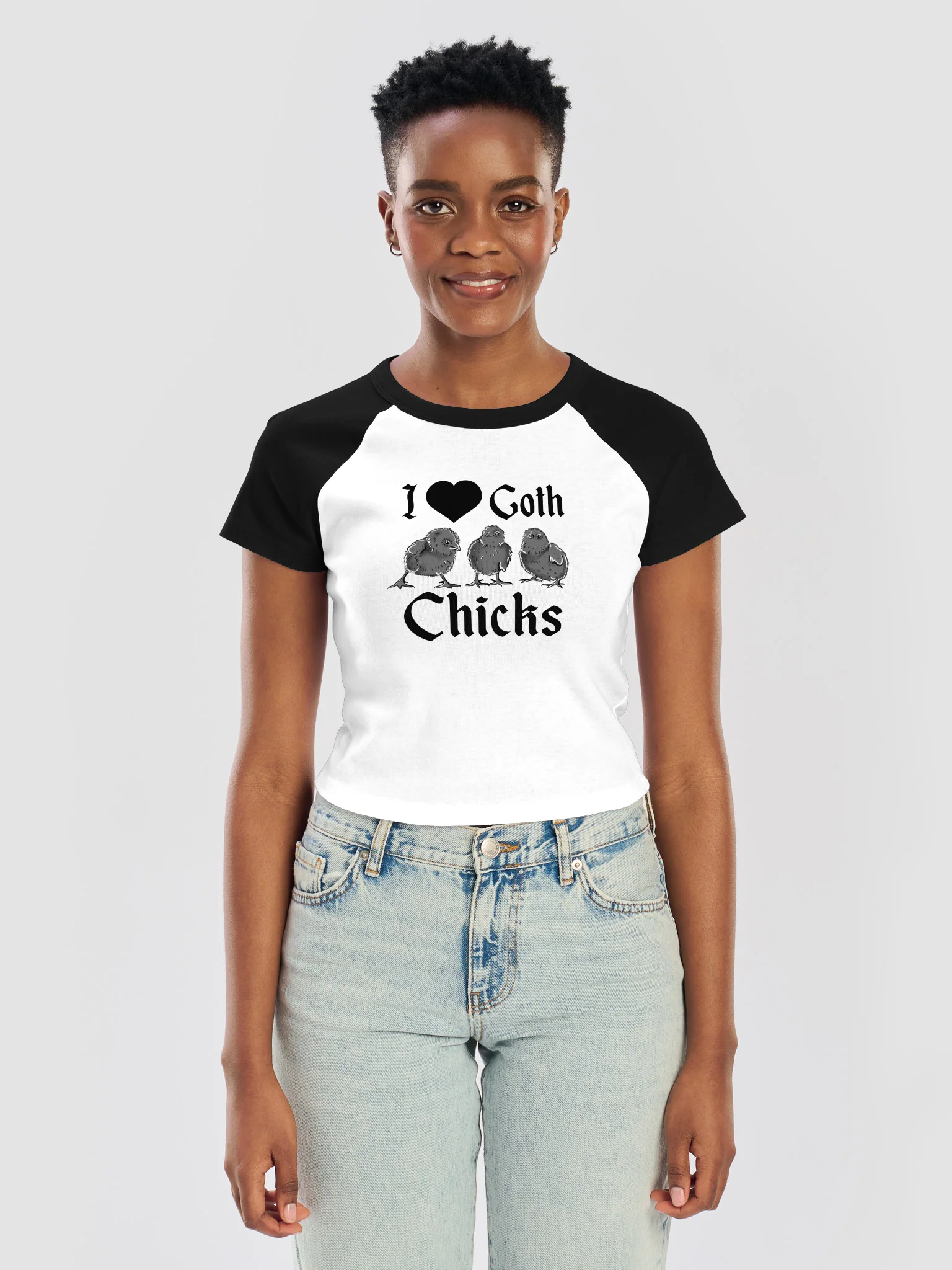 goth chicks raglan top. product image (3)