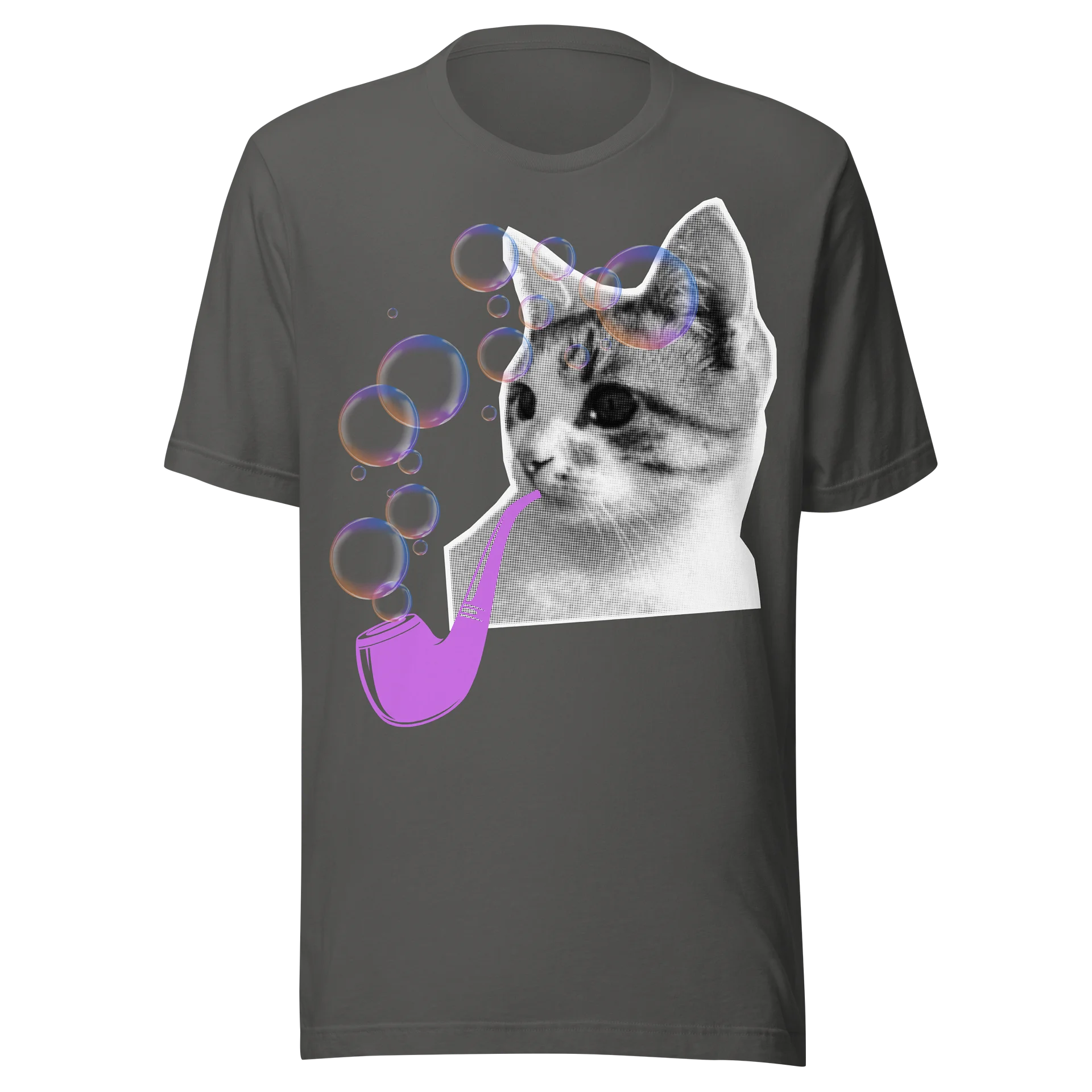 Whimsical Cat Bubble Pipe T-Shirt product image (1)