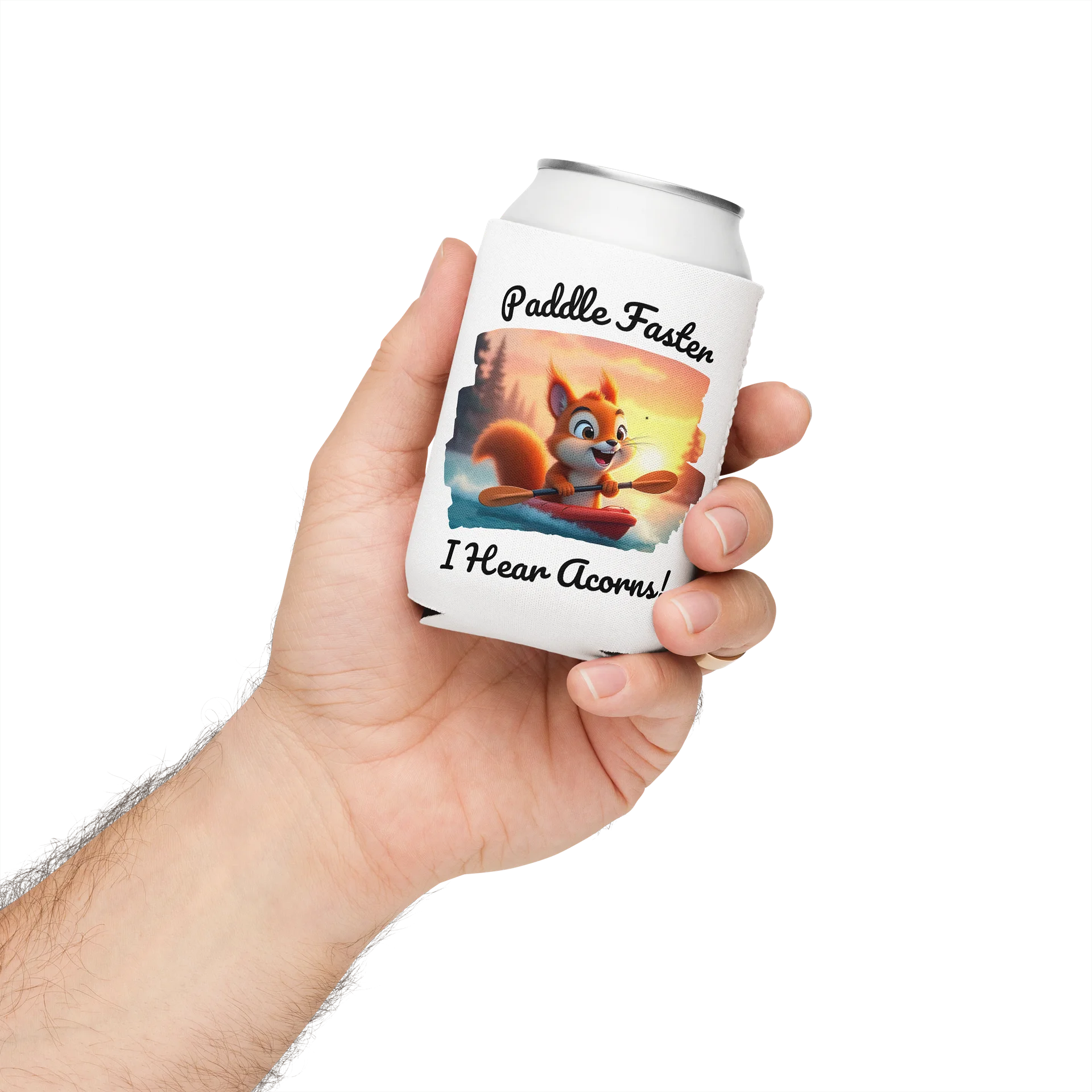 Paddle Faster, I Hear Acorns – Funny Kayaking Red Squirrel Coozie Can Cooler product image (3)