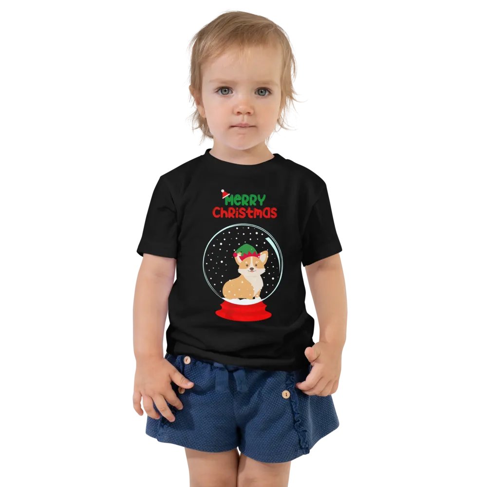 Merry Christmas Corgi Snow Globe Toddler T-Shirt product image (1)