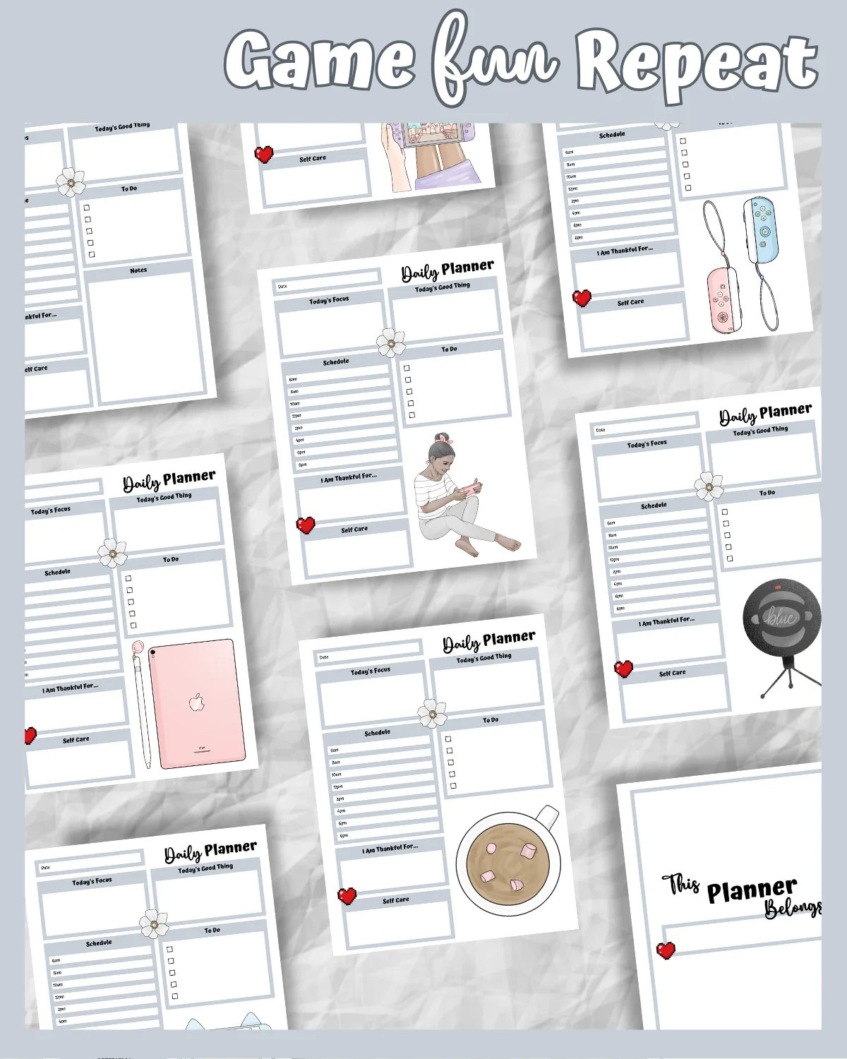 Grey Printable Planner - Gamer Themed product image (6)