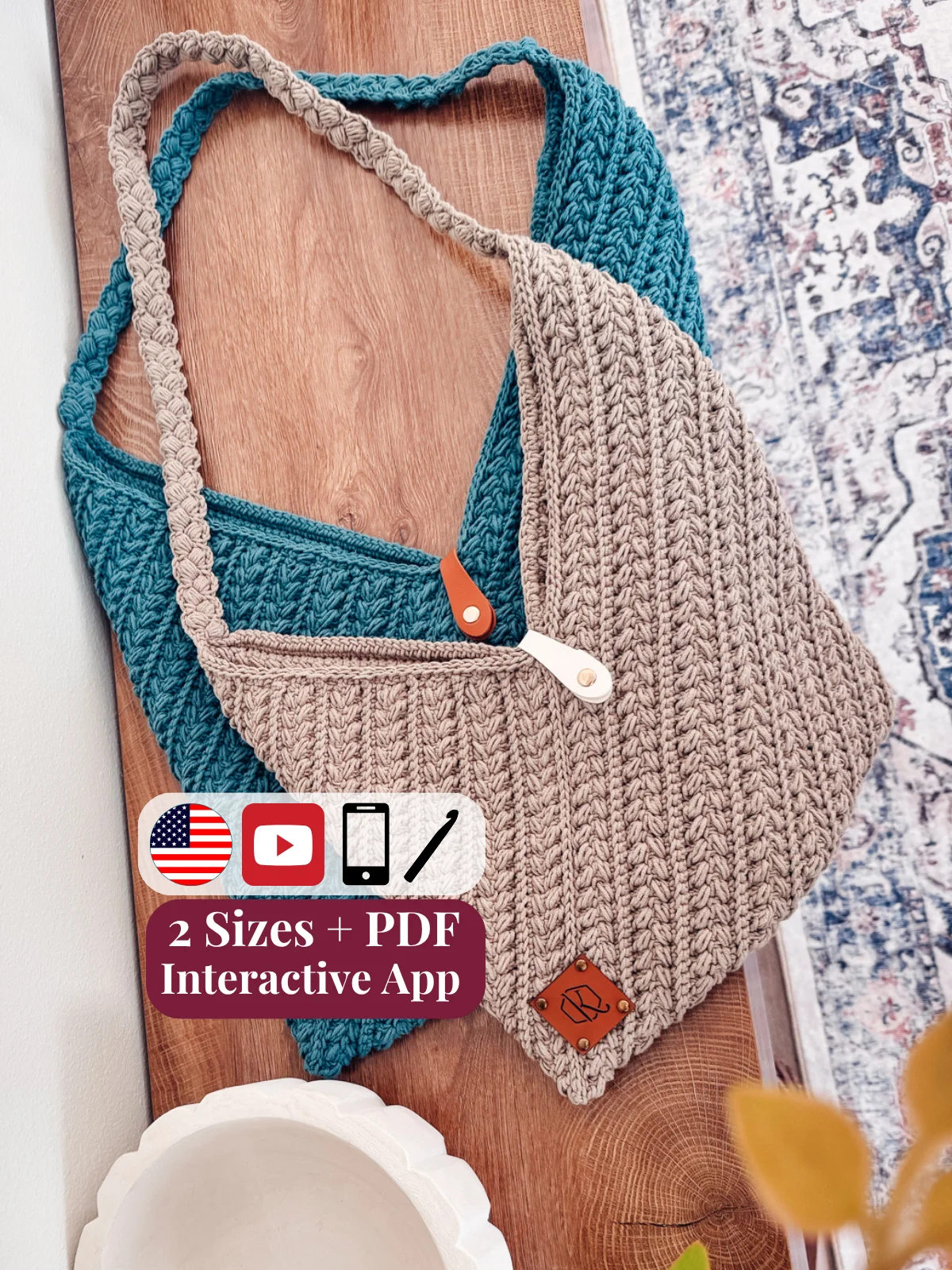 Wheat Stitch Crochet Bag Pattern (2 Sizes) product image (1)