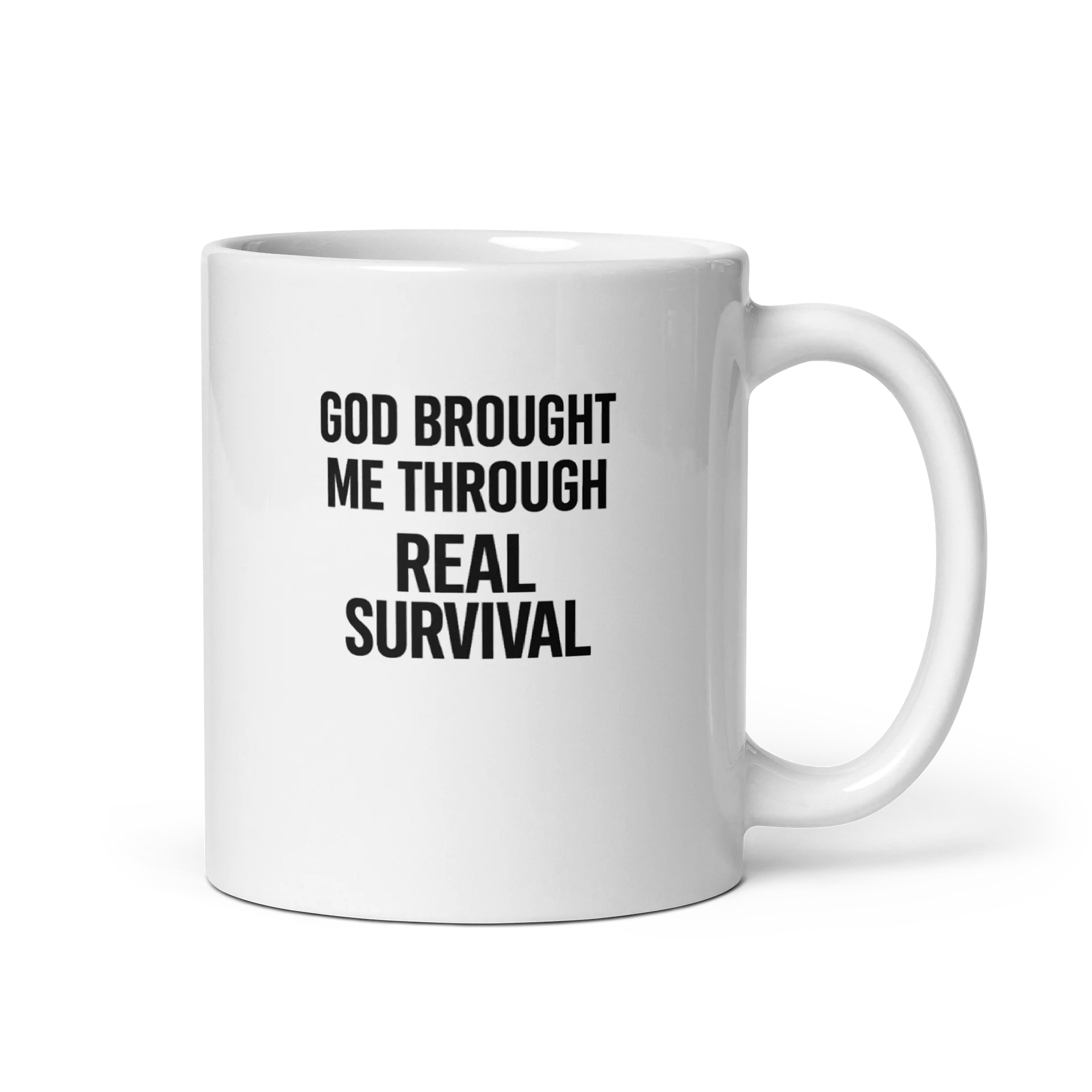 God Brought Me Through Real Survival Inspirational Mug | GBMT Testimony Coffee Cup (11oz / 15oz) product image (1)