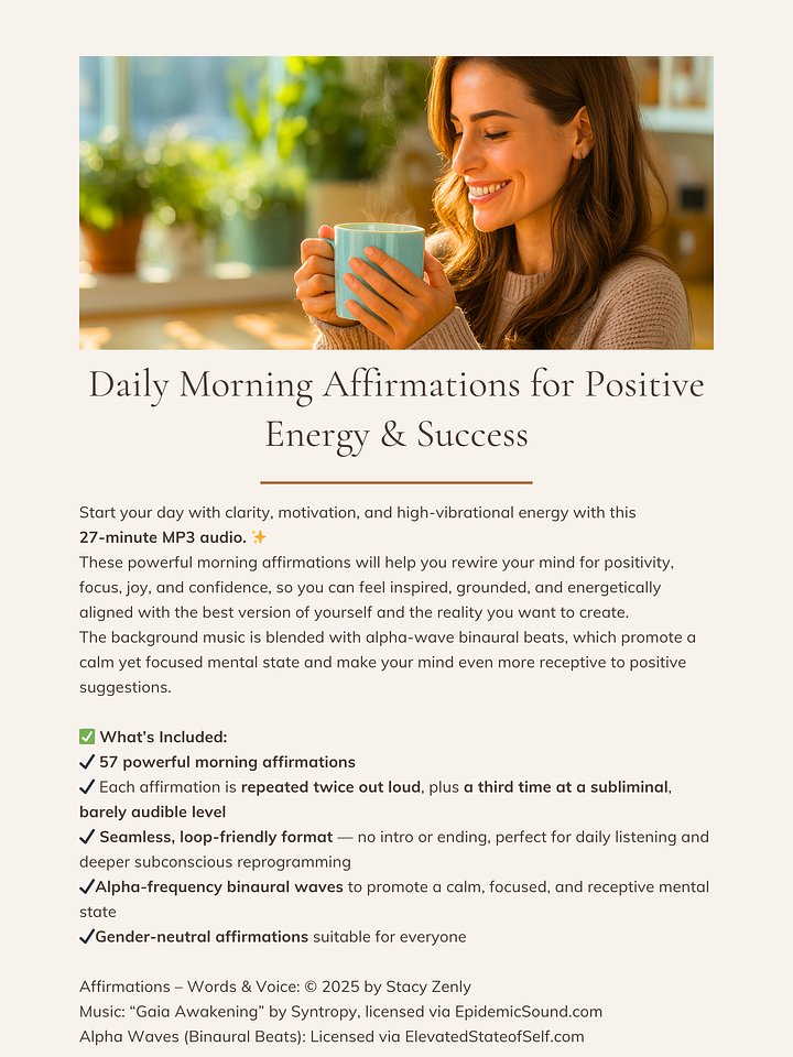 Daily Morning Affirmations for Positive Energy & Success | MP3 download product image (2)