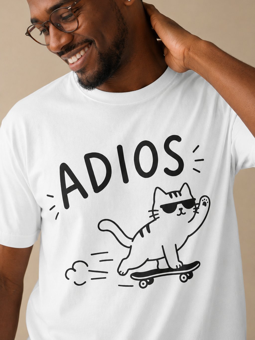 Adios Skater Cat T-Shirt | Funny Cat Skateboard Tee for Pet Lovers product image (2)