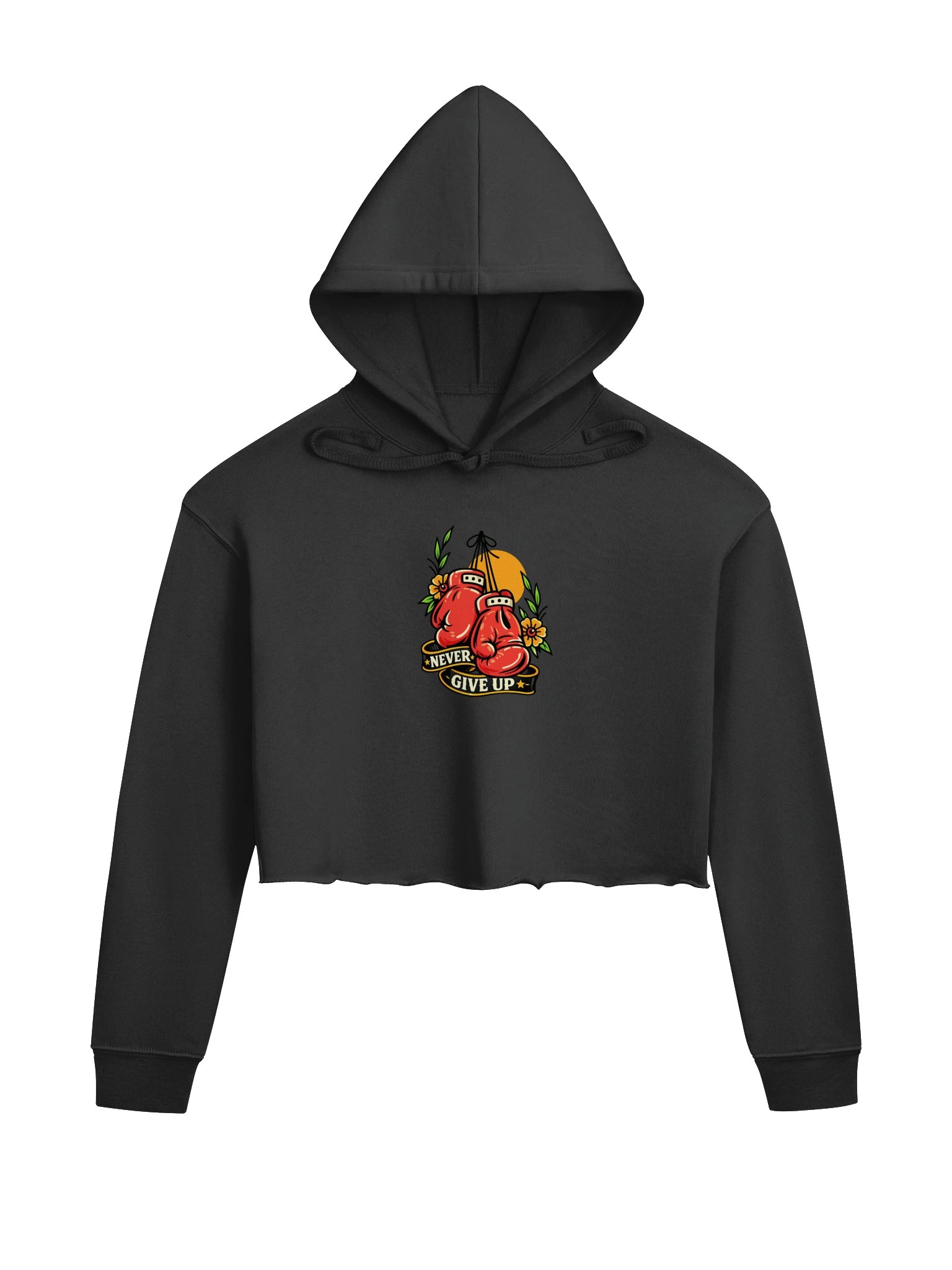 Never Give Up Boxing Gloves Crop Hoodie product image (3)