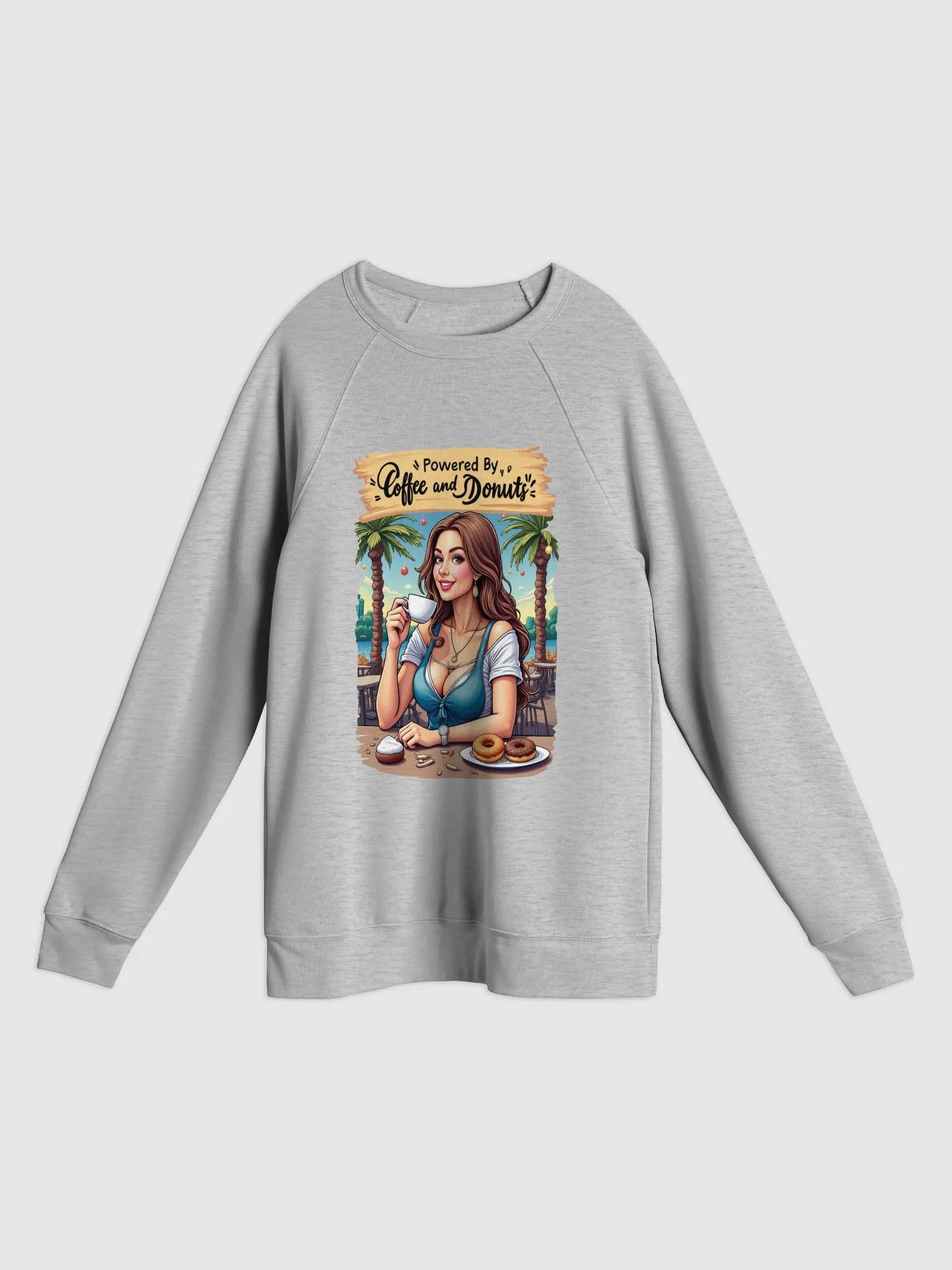Powered by Coffee and Donuts Vibes Raglan Sweatshirt product image (3)