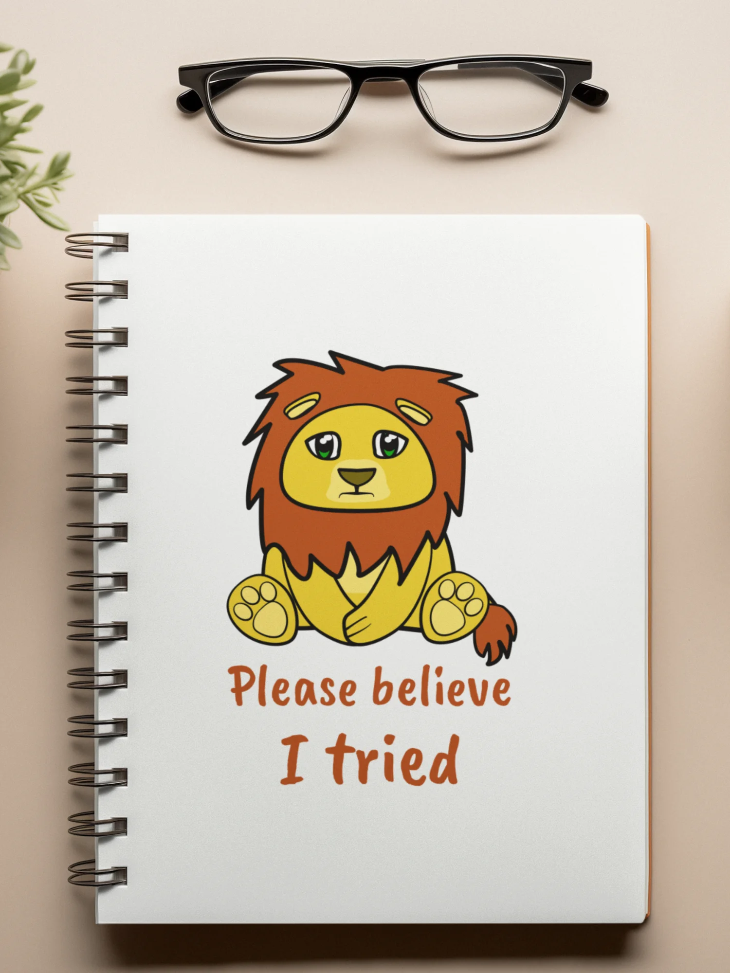 Please Believe I Tried – Lonely Lion Notebook product image (1)