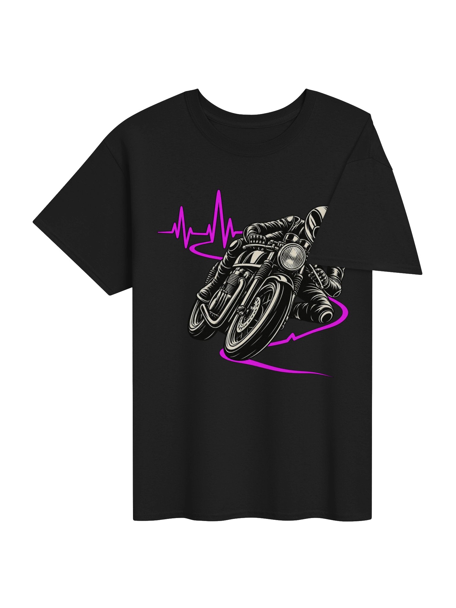Café Racer Heartbeat – Purple Pulse Motorcycle T-Shirt product image (4)