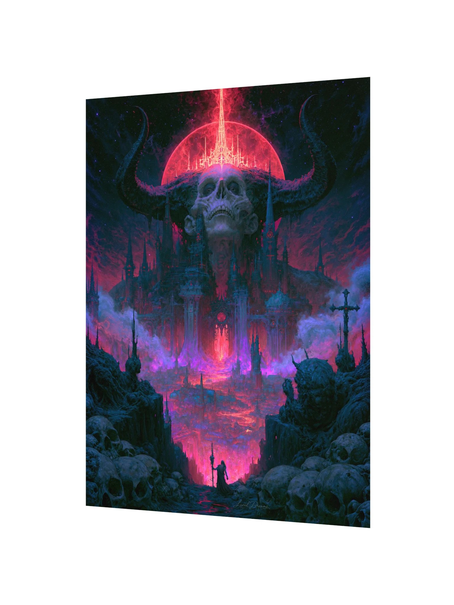 Gothic Skull City Art Print — Where the Deathless Reign product image (2)