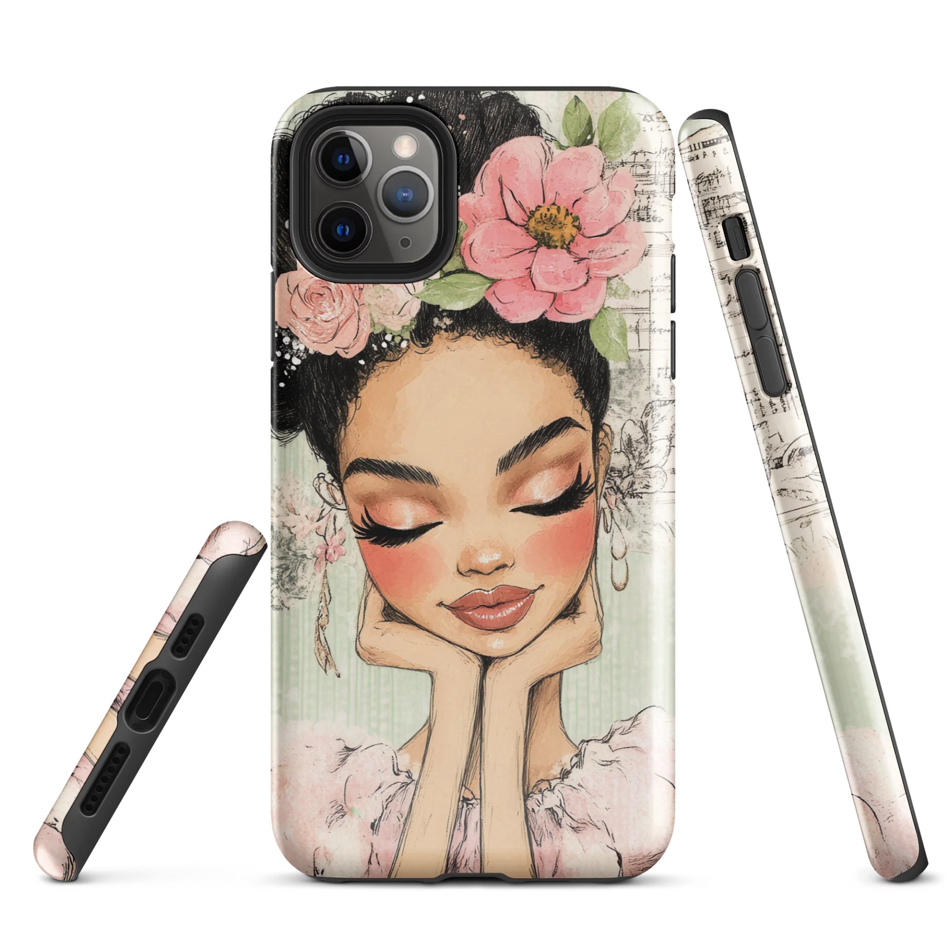 Pretty Black Girl iPhone® Tough Case – Floral Crown Art | Dual-Layer Protection product image (1)