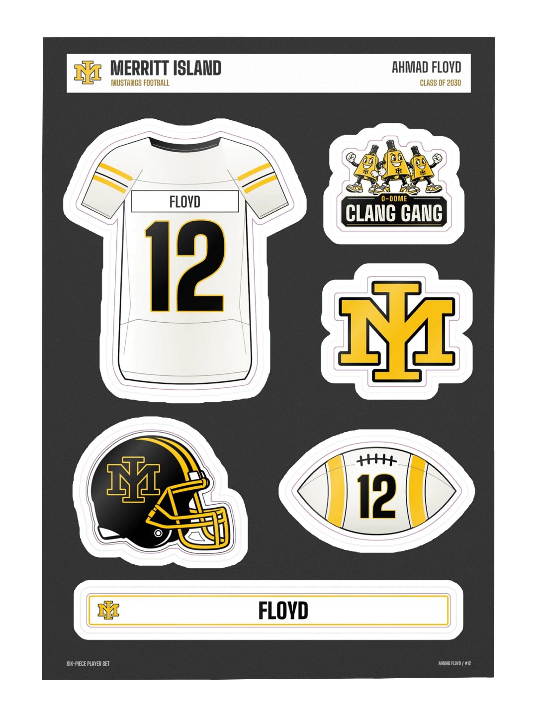 Ahmad Floyd #12 — Mustangs Sticker Sheet