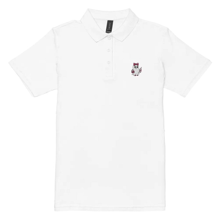 Cute Ghost Embroidered Semi-Fitted Women's Cotton Polo Shirt product image (1)
