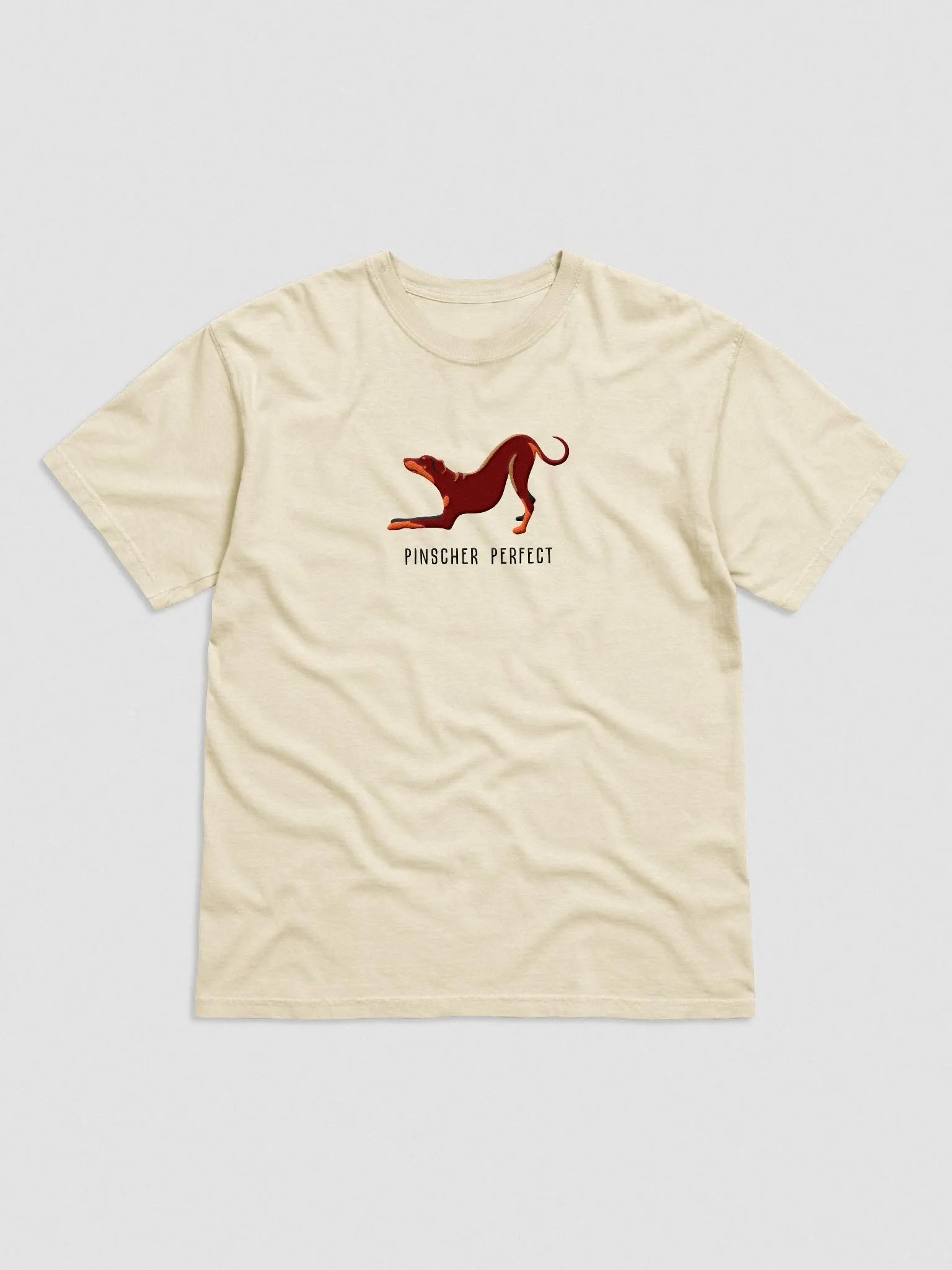 Pinscher Perfect T-Shirt(Embroidered) of a Doberman Pinscher(Red - Full Tail & Ears) product image (4)