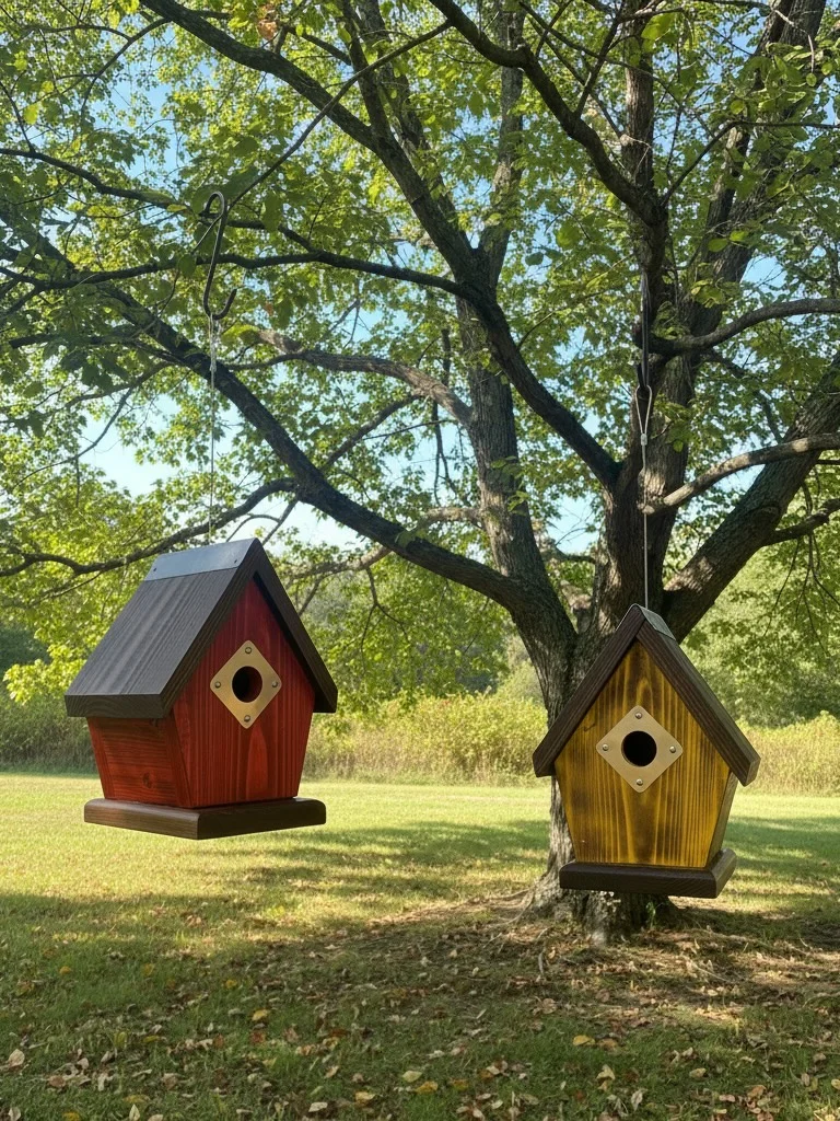 Handcrafted Chickadee & Wren House | Solid ¾” Pine Birdhouse with Copper Portal & Metal Ridge Cap | Rustic Outdoor Garden Décor product image (1)