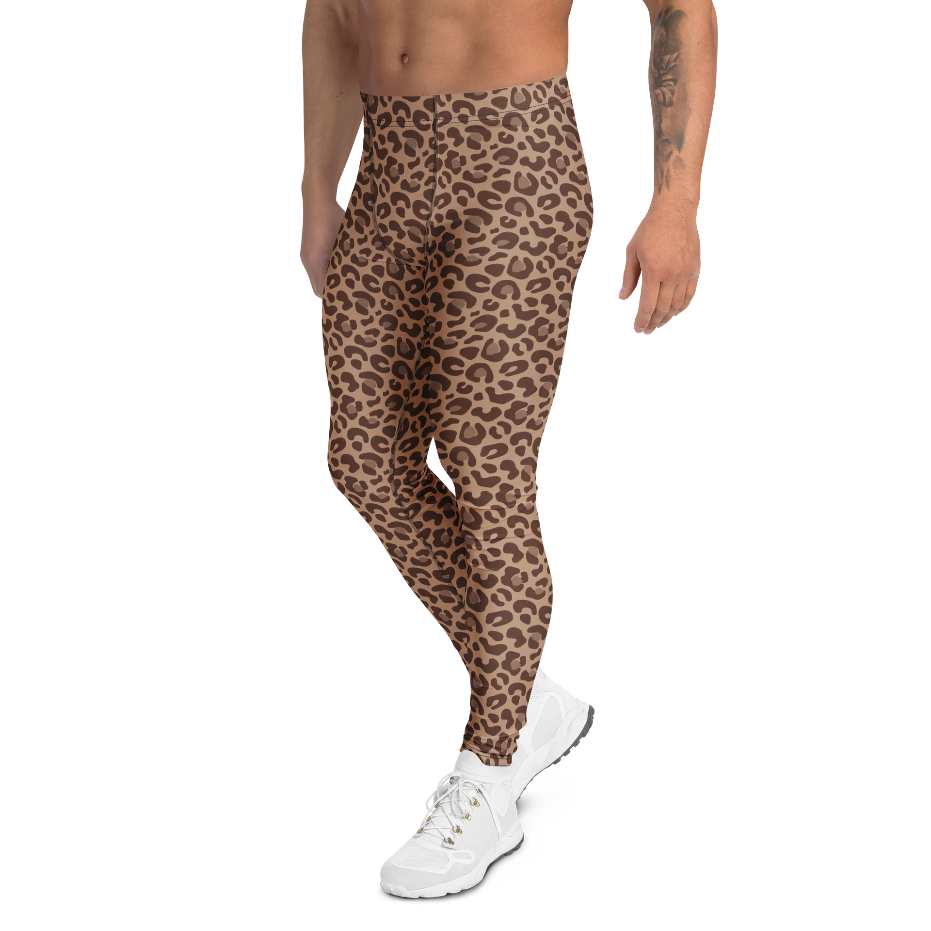 Bold Brown Leopard Skin Men's Workout Leggings product image (4)
