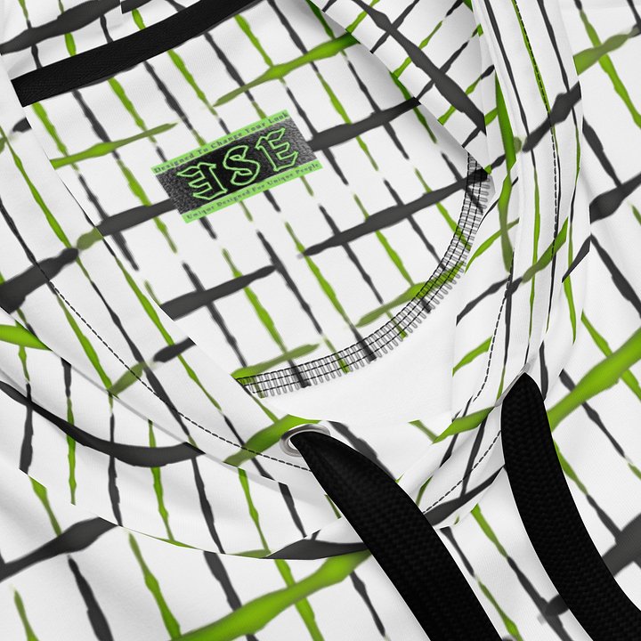 Neon Pulse Grid – Urban Style Green Interlock Unisex Hoodie product image (2)